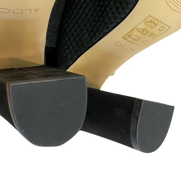 ALDO Black Perforated Suede Slingback Shooties, Peep Toe Block Heel Size 10 - Picture 11 of 12